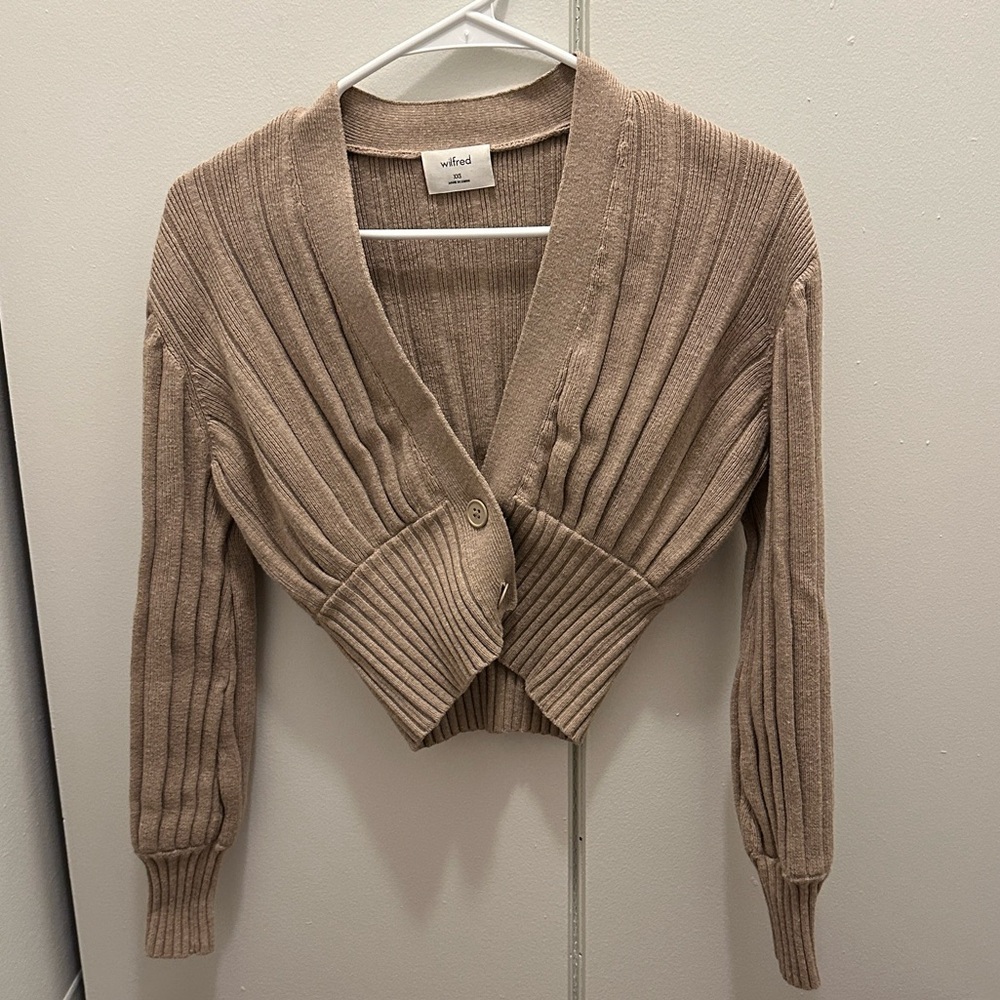 Wilfred Tan Ribbed Cardigan